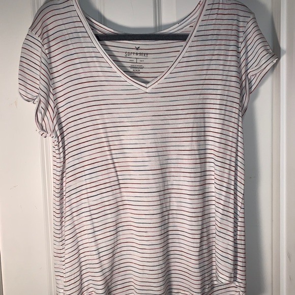 AE Soft and Sexy White Top with Stripes - Picture 3 of 5